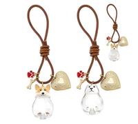 DELORIGIN 2pcs Dog Hair Collector Keychain Dog Shaped Transparent Pet Fur Keepsake Keychain with Heart Photo Charm, Dog Memorial Gift for Pet Loss Sympathy, Fur Storage Locket for Dog Lovers