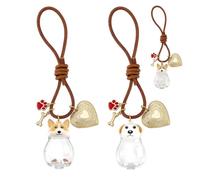 DELORIGIN 2pcs Dog Hair Collector Keychain Dog Shaped Transparent Pet Fur Keepsake Keychain with Heart Photo Charm, Dog Memorial Gift for Pet Loss Sympathy, Fur Storage Locket for Dog Lovers