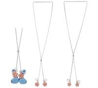 DELORIGIN 2Pcs Earphone Cord Strap With Anti-Lost 304 Stainless Steel earphones Chain Holder with Sakura Pendant Adjustable Wireless EarBuds Lanyard Neck Cord Compatible with Earphones