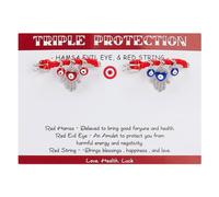 DELORIGIN 2pcs Evil Eye Protection Charm Brooch Pin 2 Colors Hamsa Brooches with Lucky Hands Pendants Alloy Enamel Safety Pins for Good Luck Clothing Badges Sweater Scarf Baptism Gifts