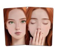 DELORIGIN 2pcs Face Painting & Nails Practice Board, A4 Reusable Makeup Exercise Board Nail Art Practice Sheets Template Stage Festival Facial Paint Supplies for Makeup Nail Artist Beginner Red Hair