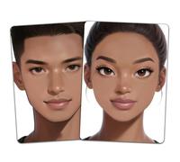 DELORIGIN 2Pcs Face Painting Practice Board, A4 Reusable Makeup Paint Practice Boards Face Painting Exercise Template Stage Makeup Exercise Tool Supplies for Beginner(Dark Skin Women Men)