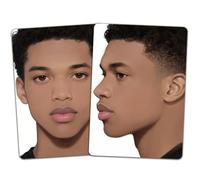 DELORIGIN 2PCS Face Painting Practice Board, A4 Reusable Makeup Practice Board Facial Paint Exercise Template Stage Festival Makeup Training Tool for Face Painter Beginner (Black Male)