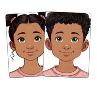DELORIGIN 2pcs Face Painting Practice Board A4 Size Reusable Makeup Painting Practice Boards Stage Makeup Exercise Tool Facial Face Paint Supplies for Makeup Beginner(Black Hair Dark Skin Men Woman)