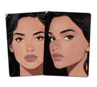 DELORIGIN 2pcs Face Painting Practice Board A4 Size Reusable Makeup Painting Practice Boards Template Stage Makeup Exercise Tool Facial Paint Supplies for Face Artist Beginner(Curly Hair Woman)