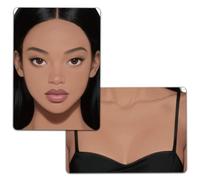 DELORIGIN 2Pcs Face Painting Practice Board Reusable Colorful Face Paint Practice Board Painting Makeup Excersize Template Faces Makeup Exercise Tool for Beginner (Collarbone, Black Straight Hair)