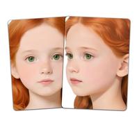 DELORIGIN 2PCS Face Painting Practice Board, Reusable Makeup Practice A4 Board Facial Paint Exercise Template Stage Festival Carnival Make-up Training Sheet for Makeup Artist Beginner (Red Hair)