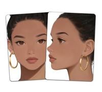 DELORIGIN 2PCS Face Painting Practice Board, Reusable Makeup Practice Board A4 Facial Painting Template Stage Festival Carnival Makeup Training Tool for Face Painter Beginner (Black Woman Tied Hair)