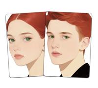 DELORIGIN 2PCS Face Painting Practice Board, Reusable Makeup Practice Board A4 Facial Painting Template Stage Festival Carnival Makeup Training Tool for Face Painter Beginner (Red Hair Woman Man)
