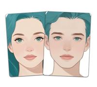DELORIGIN 2PCS Face Painting Practice Board, Reusable Makeup Practice Board A4 Facial Painting Template Stage Festival Carnival Makeup Training Tool for Face Painter Beginner (Blue Hair Woman Man)