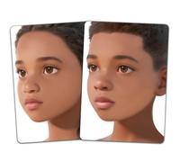 DELORIGIN 2PCS Face Painting Practice Board, Reusable Makeup Practice Board A4 Facial Painting Template Stage Festival Carnival Makeup Training Tool for Face Painter Beginner (Black Woman & Man)