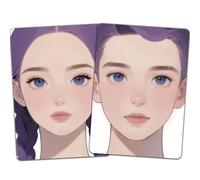 DELORIGIN 2PCS Face Painting Practice Board, Reusable Makeup Practice Board A4 Facial Painting Template Stage Festival Carnival Makeup Training Tool for Face Painter Beginner (Purple Hair Woman Man)