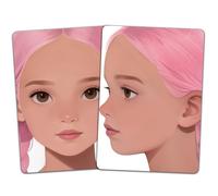 DELORIGIN 2PCS Face Painting Practice Board, Reusable Makeup Practice Board A4 Facial Profile Painting Template Stage Festival Carnival Makeup Training Tool for Face Painter Beginner (Pink Hair Woman)