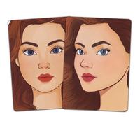 DELORIGIN 2pcs Face Painting Practice Board Reusable Makeup Practice Mannequin Face Painting Exercise Template Stage Makeup Painting Tool Facial Painting Supplies for Makeup Beginner (Curly Hair Lady)