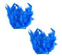 DELORIGIN 2pcs Feather Slap Bracelet Cuffs Women's Feather Wrist Cuffs Gothic Band Bracelet Wristband Gloves Wrist Decor for Carnival Dance Cosplay Birthday Party Costume Accessories, Blue