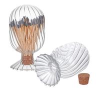 DELORIGIN 2pcs Glass Helix Match Holder Matches Cloche 5" Clear Decorative Match Holder Jar Small Items Beads Container for Living Room Kitchen Bathroom (Matches Not Included)