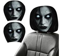 DELORIGIN 2PCS Horror Ghosts Car Headrest Cover Elastic Car Seat Headrest Protector Universal Washable Auto Head Rest Pillow Cover for Suv Sedan Van Truck Women Men Vehicle Interior Accessories Gift