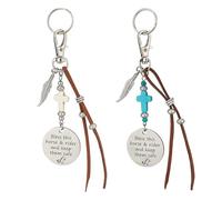 DELORIGIN 2Pcs Horse Saddle and Bridle Charm Clip Bridle Saddle Riding Hanging Charms Round Sign Leather Cord Pendant for Bless This Horse and Rider Keep Safe Gifts Keychain Decoration