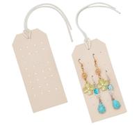 DELORIGIN 2pcs Leather Earring Holder Rectangle Leather Stud Displays Hanging Earring Organizer with Rope Jewellery Making Storage Organizer Stand for Earrings Studs 4.37x1.97x0.08inch