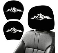 DELORIGIN 2PCS Mountains Car Headrest Cover Elastic Car Seat Headrest Protector Universal Washable Auto Head Rest Pillow Cover for Suv Sedan Van Truck Women Men Vehicle Interior Accessories Gift