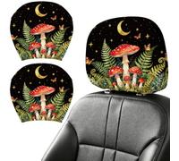 DELORIGIN 2PCS Mushroom Fern Leaf Car Headrest Cover Elastic Car Seat Headrest Protector Universal Washable Head Rest Pillow Cover for Suv Sedan Van Truck Women Men Vehicle Interior Accessories Gift