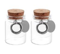 DELORIGIN 2PCS Pet Hair Fur Memorial Bottle with Ashes Locket Pendant Dog Urn Keepsake Glass Jar with Blank Stamping Tags Pet Remembrance Sympathy Gift Vial for Pets Ashes Fur Hair
