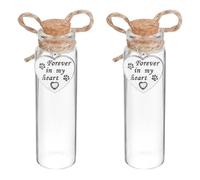 DELORIGIN 2pcs Pet Hair Glass Memorial Bottle Glass Tube Wishing Bottle with Heart Pendants and Cork Stopper Dog Cat Keepsake Memorial Urn Pet Remembrance Gift Sympathy Glass Vial for Pet Ashes Hair