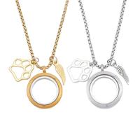 DELORIGIN 2Pcs Stainless Steel Pet Hair Memorial Necklace