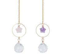 DELORIGIN 2Pcs Star Car Hanging Accessories Rose Crystal Amethys Glass Ball Suncatcher Car Charms Hanging Ornaments Cute Boho Alloy Pendants Decoration for Rear View Mirror Party Window
