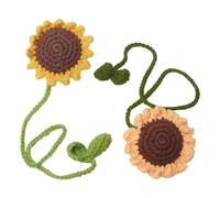 DELORIGIN 2pcs Sunflower Bookmarks 2 Styles Handmade Knitted Wool Bookmarks Curtain Ties Holdbacks Car Ornaments Flowers Book Marker Gifts for Students Teacher Readers Book Lovers Writers