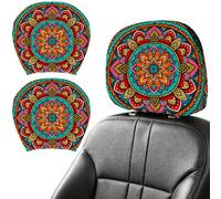 DELORIGIN 2PCS Vintage Forest Sun Car Headrest Cover Elastic Car Seat Headrest Protector Universal Washable Auto Head Rest Cover for Suv Sedan Van Truck Women Men Vehicle Interior Accessories Gift