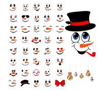 DELORIGIN 3 Sheets Christmas Snowman Face Stickers for Crafts, PVC Waterproof Christmas Ornaments Decals DIY Craft Art Stickers for Xmas Ball Water Bottles Home Window Wall Party Decorations