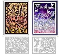 DELORIGIN 3 Styles Wildflower Background Frame Cutting Dies Card Making Die Cut Florid Carbon Steel Die Cuts Stencils Scrapbooking Embossing Template Dies for DIY Craft Album Birthday Gift Decor