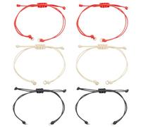 DELORIGIN 30pcs 3 Colors DIY Bracelet Half-Finished Ewelry Making Braided Cord Waxed Bracelets Beaded Nylon Stringing Rope Bracelets with Steel Rings Can Adjusted for Jewelry Charms Making