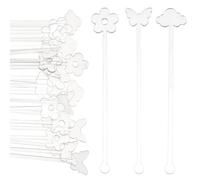 DELORIGIN 30pcs Acrylic Drink Stirrers Butterfly Reusable Cocktail Stirrer 3 Styles Coffee Stirring Stick Top Stirrers Cake Pops Transparent Bar Drinks Mixing Rod for Whiskey Beverage Birthday Party