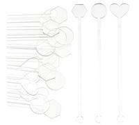 DELORIGIN 30pcs Acrylic Drink Stirrers Heart Cocktail Stirrer 3 Styles Coffee Stirring Stick Top Reusable Drink Stirrer Cake Pops Transparent Bar Drinks Mixing Rod for Whiskey Beverage Birthday Party