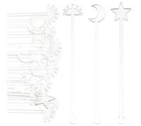 DELORIGIN 30pcs Acrylic Drink Stirrers Reusable Cocktail Stirrer 3 Styles Moon Star Sun Coffee Stirring Stick Top Stirrer Cake Pops Transparent Bar Drink Mixing Rod for Whiskey Beverage Birthday Party