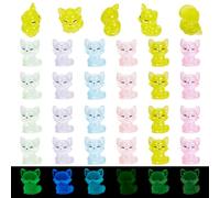 DELORIGIN 30Pcs Mini Resin Fox Luminous Mini Animals Figurines 6 Colors Tiny Animals Fox for DIY Garden Accessories Home Office Desk Micro Fairy Landscape Party Cake Toppers Birthday Decor