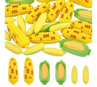 DELORIGIN 30Pcs Mini Vegetable Corn Dollhouse Miniatures Kitchen Decoration 3 Styles Small Resin Yellow Corn Food Props Accessory for Home Kitchen Photography Party Fairy Garden Farm Ornament