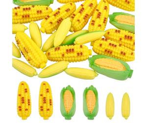 DELORIGIN 30Pcs Mini Vegetable Corn Dollhouse Miniatures Kitchen Decoration 3 Styles Small Resin Yellow Corn Food Props Accessory for Home Kitchen Photography Party Fairy Garden Farm Ornament
