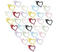 DELORIGIN 32pcs Heart Pendant Charms 8 Colors Alloy Love Charms Craft Supplies Pendants Beads for Women Crafting DIY Valentine's Day Jewelry Finding Making Necklace Keychain Key Ring Bracelet