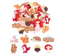DELORIGIN 35Pcs Forest Animals Push Pins Resin Squirrel Fox Owl Mushroom Push Pins 7 Styles Cute Animals Thumb Tacks for Photo Wall Map Cork Board Bulletin Board Home Office Decorations
