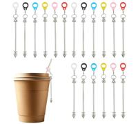 DELORIGIN 36PCS Beadable Straw Charms 6 Styles Tumbler Accessories DIY Straw Toppers Charm Adapter Refillable Blank Cup Pendants Bar for Woman Friends Make Your Own Tumbler Charm Decorations Gift Set
