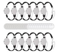 DELORIGIN 36pcs Bracelet Bezel Settings Sublimation Round Bracelet Blank Base Trays Bangle Adjustable Bezel with Glass Cabochons and Aluminum Sheets for DIY Jewelry Bracelet Making Accessories
