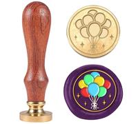 DELORIGIN 3D Balloon Wax Seal Stamp Embossed Stamp Sealing Removable 1" Brass Wax Seal Stamp Head with Wooden Handle Sealing Wax for Birthday Wedding Invitations Envelopes Valentine's Day Greeting