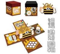 DELORIGIN 3D Bee Gift Box Cutting Dies Card Making Die Stencil Carbon Steel Bee Flower Box Die Cuts Scrapbooking Embossing Template for Greeting Cards Craft Album Wedding Invitation Decor
