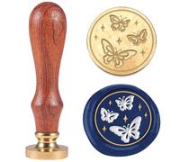 DELORIGIN 3D Butterflies 1" Wax Seal Stamp Retro Sealing Stamps Removable Brass Head Seal Stamp with Wooden Handle Sealing Wax for Wedding Envelope Greeting Card Letter Invitations Gift Wrapping Decor