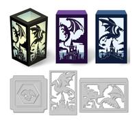 DELORIGIN 3D Castle Dragon Lantern Cutting Dies Card Making Die Stencil Metal Die Cuts Card Scrapbooking Embossing Template Dies for Greeting Cards Craft Album Invitation Festive Birthday Decor