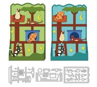 DELORIGIN 3D Cat Rack Box Cutting Dies Cat Tree Card Making Die Stencil Metal Die Cuts Card Scrapbooking Embossing Template Dies for Greeting Cards Craft Paper Album Invitation Festive Decor