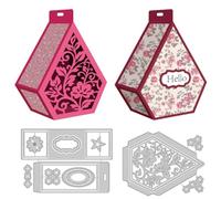 DELORIGIN 3D Diamond-Shaped Box Metal Cutting Dies Hollow Out Plant Box Die Cuts Carbon Steel Stencils Scrapbooking Embossing Template for Greeting Invitation Card Making Wedding Party Gift Package